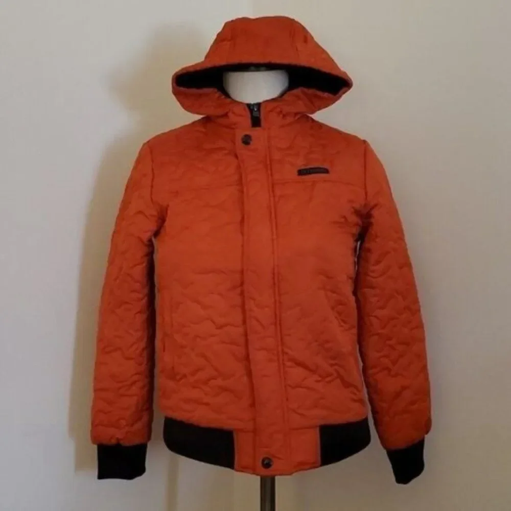 iXtreme Youth Jacket Coat Winter Orange Wavy Quilted Zip Up BOYS Size 10 / 12